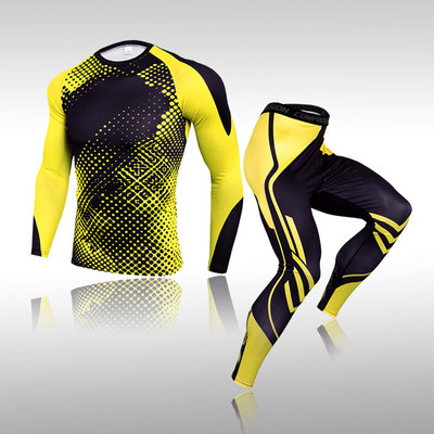 Set de lenjerie termică de iarnă Îmbrăcăminte sportivă pentru bărbați Alergare Strat de bază cald Compresie Set lenjerie de schi Colanți Costum de jogging Sală pentru bărbați