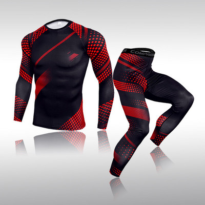 Set de lenjerie termică de iarnă Îmbrăcăminte sportivă pentru bărbați Alergare Strat de bază cald Compresie Set lenjerie de schi Colanți Costum de jogging Sală pentru bărbați