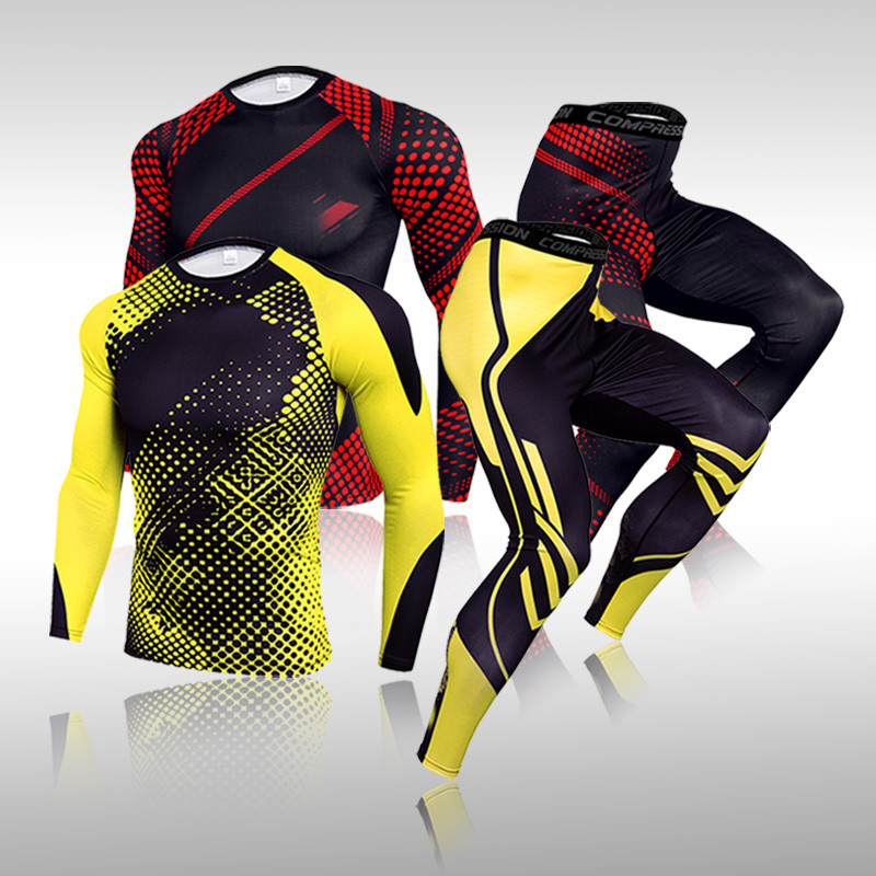 Set de lenjerie termică de iarnă Îmbrăcăminte sportivă pentru bărbați Alergare Strat de bază cald Compresie Set lenjerie de schi Colanți Costum de jogging Sală pentru bărbați