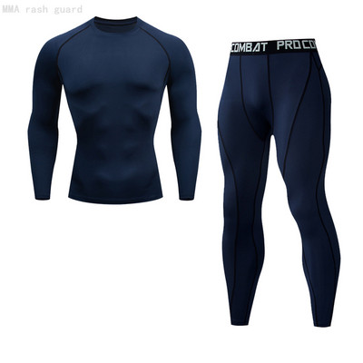 Téli termál fehérnemű Férfi síléc meleg alapréteg sportharisnya Kompressziós hosszú ujjú ingek Fitness leggings meleg izzasztó öltöny