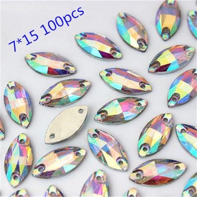 200-30 buc/sac Cristale AB Strasuri Trim Spate Plat Cusut Pietre cu 2 gauri margele de rasina pentru decorarea rochiei de mireasa DIY