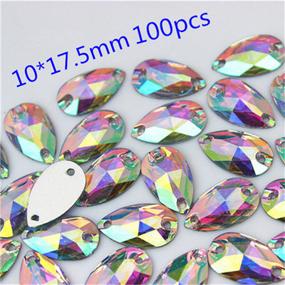 200-30 buc/sac Cristale AB Strasuri Trim Spate Plat Cusut Pietre cu 2 gauri margele de rasina pentru decorarea rochiei de mireasa DIY