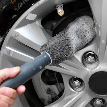 Преносим набор от микрофибърни четки за гуми за джанти на колела Почистване на автомобилни джанти за автомивка с пластмасова дръжка Инструменти за почистване на автоматично измиване