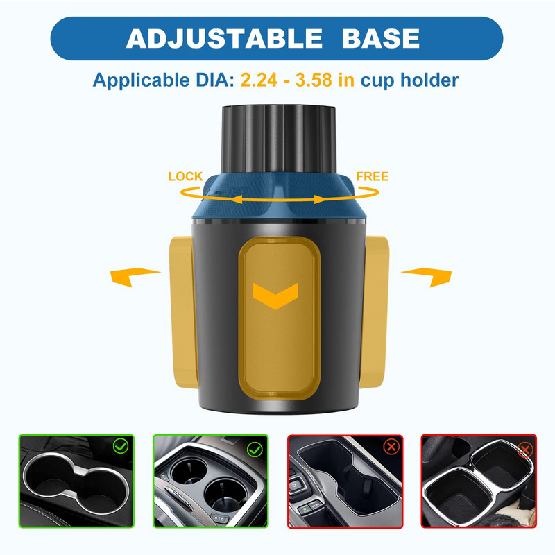 Suport pentru pahare auto OFY Suport telefon Suport pahare rotativ 360 Expander cu bază reglabilă pentru iPhone Samsung și toate telefoanele mobile de 4-6 inchi