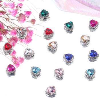 10 τμχ Full Diamond Heart Nail Crystal Rhinestone Διακόσμηση 3D για την Ημέρα του Αγίου Βαλεντίνου Diamond Glitter Hearts Nail Charm Luxury Nail Art