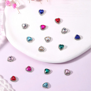 10 τμχ Full Diamond Heart Nail Crystal Rhinestone Διακόσμηση 3D για την Ημέρα του Αγίου Βαλεντίνου Diamond Glitter Hearts Nail Charm Luxury Nail Art