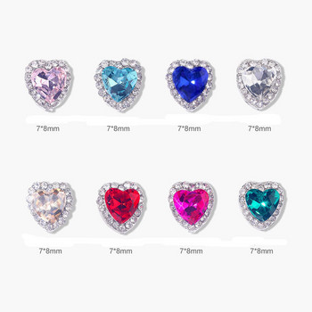 10 τμχ Full Diamond Heart Nail Crystal Rhinestone Διακόσμηση 3D για την Ημέρα του Αγίου Βαλεντίνου Diamond Glitter Hearts Nail Charm Luxury Nail Art