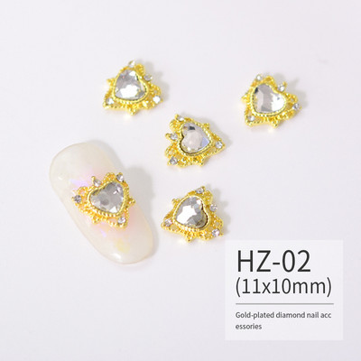 10 vnt. pilno deimantinio širdies nagų krištolinio krištolinio akmens dekoravimas 3D Valentino dienos deimantais blizgančios širdelės nagų žavesys prabangus nagų dailė