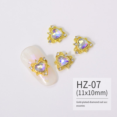 10 vnt. pilno deimantinio širdies nagų krištolinio krištolinio akmens dekoravimas 3D Valentino dienos deimantais blizgančios širdelės nagų žavesys prabangus nagų dailė