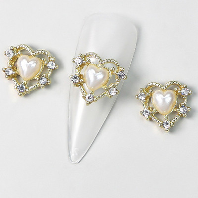 10 vnt. pilno deimantinio širdies nagų krištolinio krištolinio akmens dekoravimas 3D Valentino dienos deimantais blizgančios širdelės nagų žavesys prabangus nagų dailė