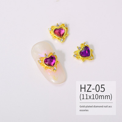 10 vnt. pilno deimantinio širdies nagų krištolinio krištolinio akmens dekoravimas 3D Valentino dienos deimantais blizgančios širdelės nagų žavesys prabangus nagų dailė