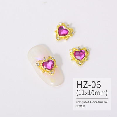 10 vnt. pilno deimantinio širdies nagų krištolinio krištolinio akmens dekoravimas 3D Valentino dienos deimantais blizgančios širdelės nagų žavesys prabangus nagų dailė