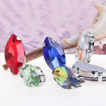 50 τμχ Κρυστάλλινα στρας Glitter Leaf Ράψτε στο χέρι σε γυάλινες πέτρες Στολίδι Διαμαντένιες χάντρες Φόρεμα DIY Crafts Αξεσουάρ τρυπανιού για νύχια