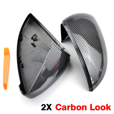 Капачки за огледала за обратно виждане Капачки за VW Golf MK7 7.5 GTI 7 7R Carbon Look и Bright Black Защита на сигналната светлина Капак на корпуса на огледалото