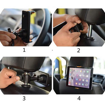 Държач за телефон за задна седалка на кола Въртяща се на 360 градуса задна седалка на кола/камион Облегалка за глава Държач за монтиране на телефон за смартфон GPS