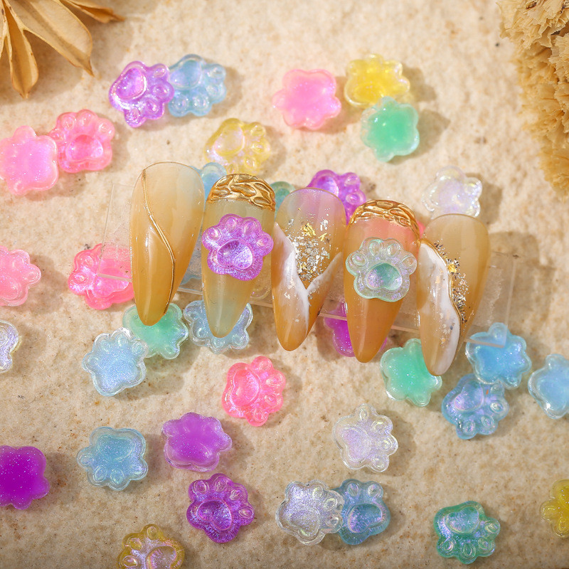 50 bucăți drăguț pisică laba palmier unghii farmece amprenta acrilic sclipici unghii artă decorare accesorii kawaii accesorii de decor manichiură