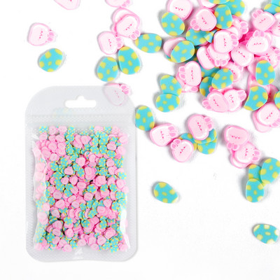 2021 Nail Art Ouă de Ziua de Paște Felii de argilă polimerică Paiete de unghii Pui de iepure 3D Iepuraș de Paște Fulgi Fulgi Accesorii pentru unghii drăguțe