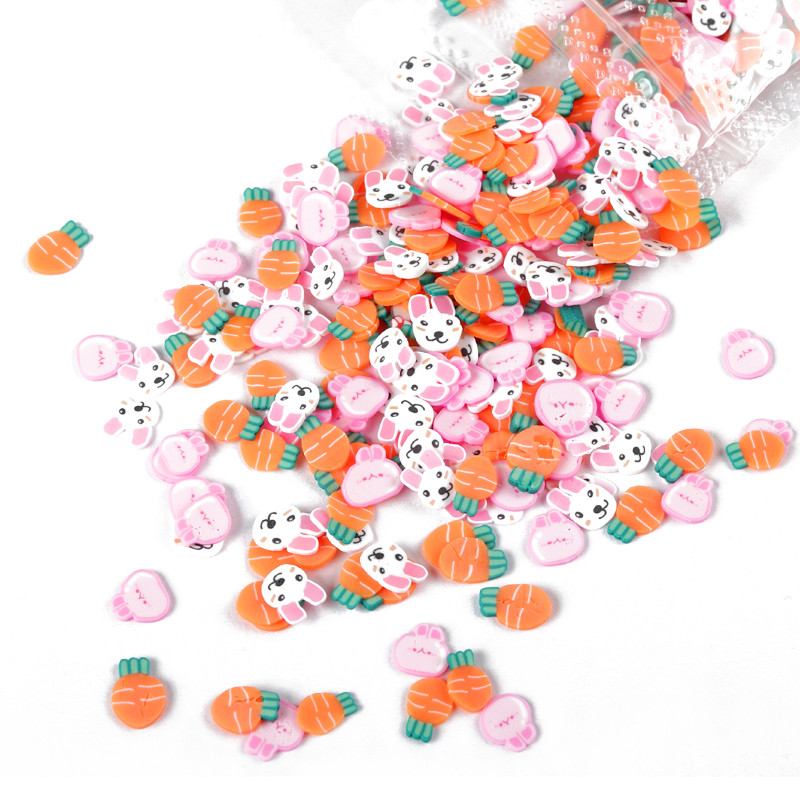 2021 Nail Art Ouă de Ziua de Paște Felii de argilă polimerică Paiete de unghii Pui de iepure 3D Iepuraș de Paște Fulgi Fulgi Accesorii pentru unghii drăguțe