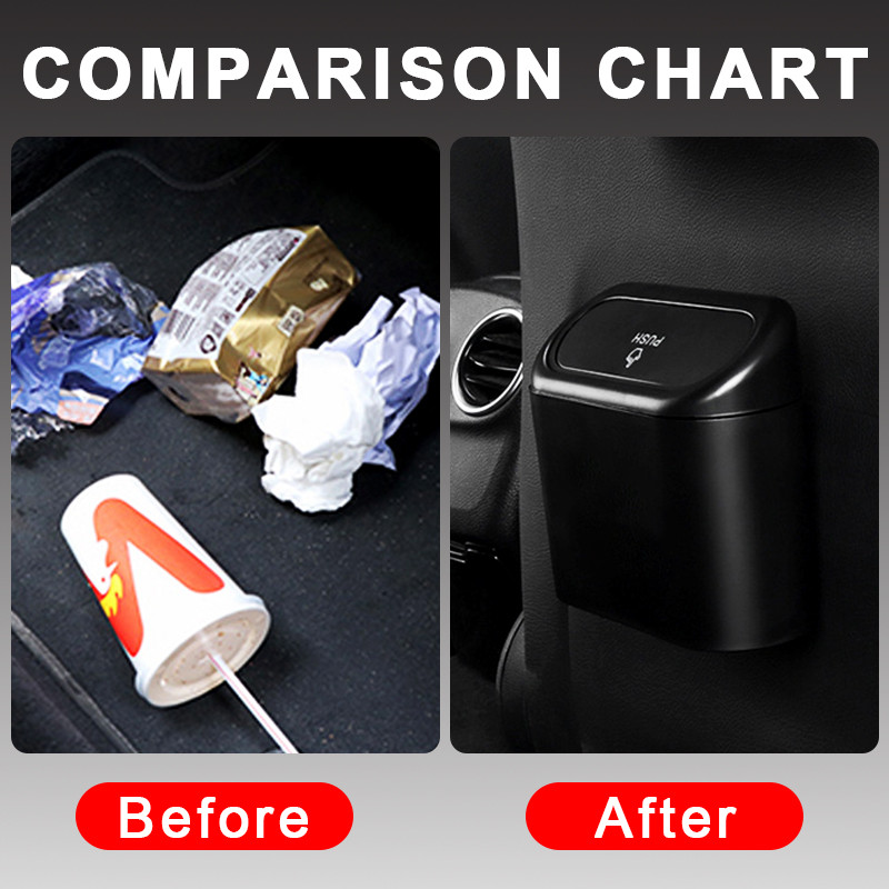 Coș de gunoi pentru mașină, agățat pentru vehicule, cutie de praf, cutie de depozitare, pătrat negru, tip de presare, coș de gunoi, accesorii pentru interior auto