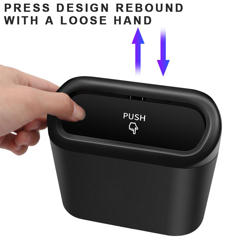 Coș de gunoi pentru mașină, agățat pentru vehicule, cutie de praf, cutie de depozitare, pătrat negru, tip de presare, coș de gunoi, accesorii pentru interior auto