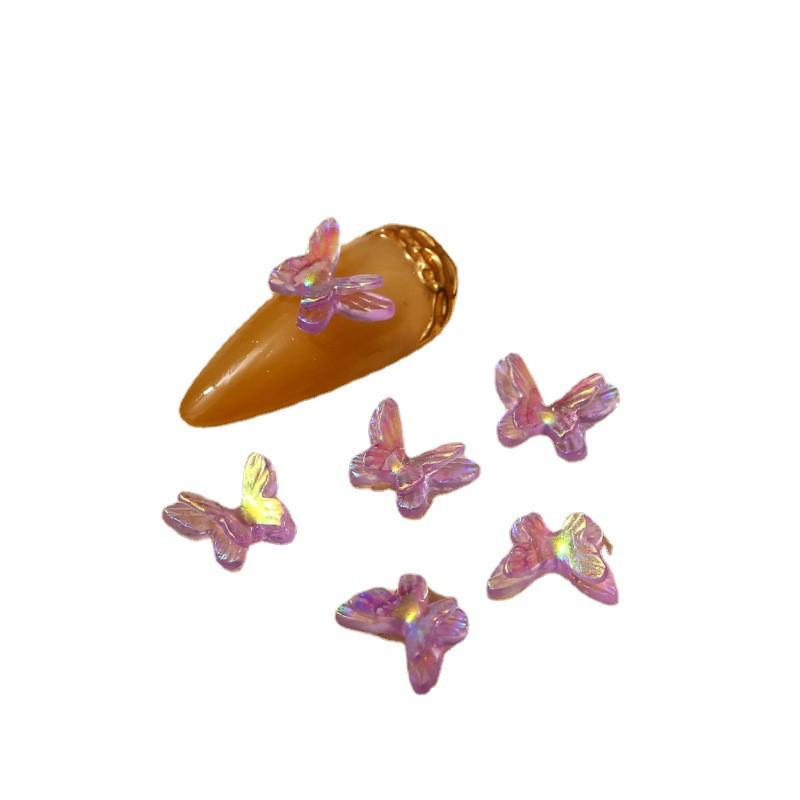 50 бр. Двоен нокът Aurora Bowknot орнаменти Aurora иридесценция AB смола покритие цветно стерео прозрачно свредло за нокти