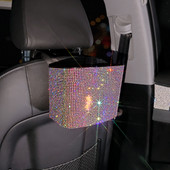 Car Diamond Coș de gunoi portabil Scaun de mașină din spate Sac de gunoi pentru găleată de depozitare pentru hârtie auto Cutie practică de depozitare Accesorii auto