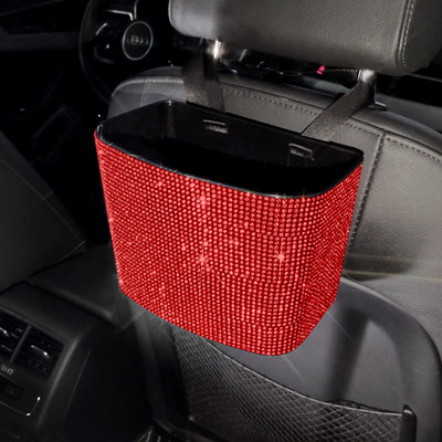 Car Diamond Coș de gunoi portabil Scaun de mașină din spate Sac de gunoi pentru găleată de depozitare pentru hârtie auto Cutie practică de depozitare Accesorii auto