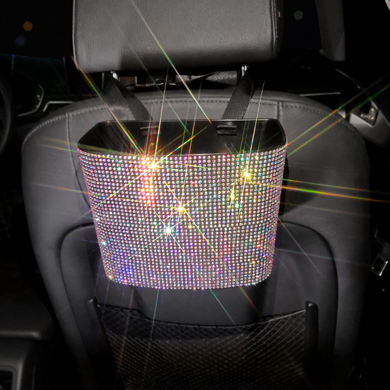 Car Diamond Coș de gunoi portabil Scaun de mașină din spate Sac de gunoi pentru găleată de depozitare pentru hârtie auto Cutie practică de depozitare Accesorii auto