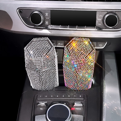 Rhinestone automašīnu atkritumu tvertne, ērta liela glabāšanas tvertne ABS dimanta uzglabāšanas spainis, pārnēsājams atkritumu tvertnes automašīnu novērtējums
