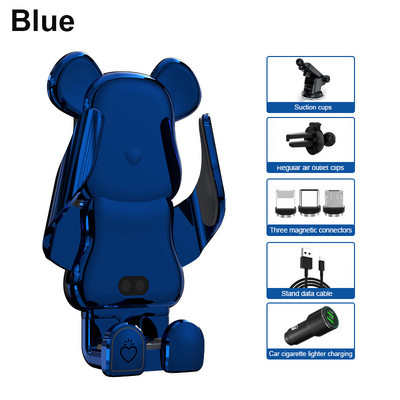 Naujas kūrybingas automobilinis mobiliojo telefono laikiklis 15 W belaidžio greito įkrovimo laikiklis automobiliniame mobiliojo telefono laikiklyje, auto priedai