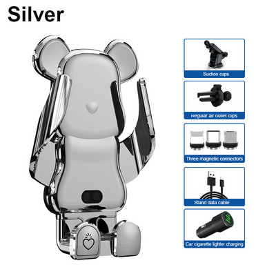 Naujas kūrybingas automobilinis mobiliojo telefono laikiklis 15 W belaidžio greito įkrovimo laikiklis automobiliniame mobiliojo telefono laikiklyje, auto priedai