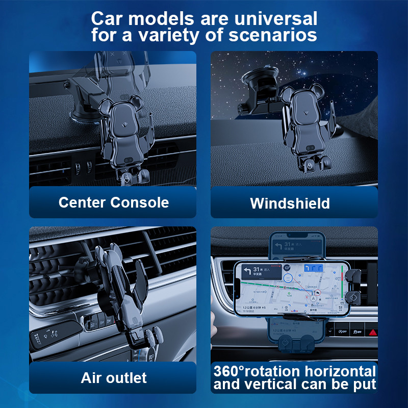 Naujas kūrybingas automobilinis mobiliojo telefono laikiklis 15 W belaidžio greito įkrovimo laikiklis automobiliniame mobiliojo telefono laikiklyje, auto priedai