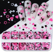 Iepure negru și roz dragoste bucată rotundă nail art paiete frumusețe gene false paiete decorative decorarea unghiilor pentru vârful unghiilor