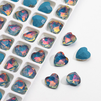 20 τμχ στρας για νύχια πολύχρωμα sparkle DIY πολύτιμες πέτρες από γυαλί σε σχήμα καρδιάς για τρισδιάστατες χαλκομανίες Διακοσμήσεις για νυχάκια 8x8mm Γούρια