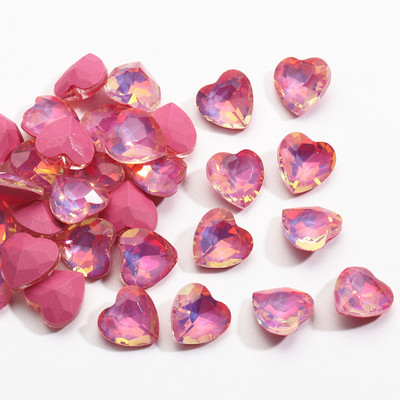 20 buc. Pietre prețioase de sticlă de sticlă în formă de inimă, strălucitoare colorate, pentru decalcomanii 3D, decorațiuni pentru unghii, 8x8mm.