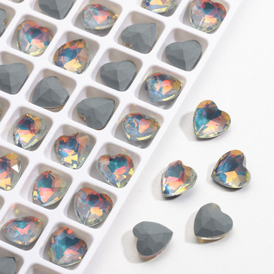 20 buc. Pietre prețioase de sticlă de sticlă în formă de inimă, strălucitoare colorate, pentru decalcomanii 3D, decorațiuni pentru unghii, 8x8mm.