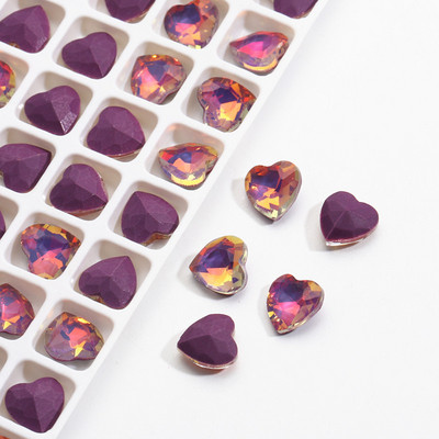 20 buc. Pietre prețioase de sticlă de sticlă în formă de inimă, strălucitoare colorate, pentru decalcomanii 3D, decorațiuni pentru unghii, 8x8mm.