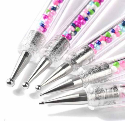 5 kom/setova Olovka za nokte Akrilna drška Rhinestone Crystal 2 Way Kist Salon Decoration Alati za manikuru Set Alati za crtanje noktiju Dotting Tools