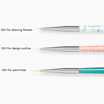 3бр./Опаковка Направи си сам Nail Art Pencil Nail Beauty Paint Brushes Color Drawing Line Pen Dotting Tools Kit Маникюр инструмент за ноктопластика