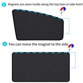 Магнитен сенник за кола UV защита Автомобилна завеса Сенник за прозорец на кола Мрежа на страничния прозорец Козирка за слънце Лятна защита Фолио за прозорци