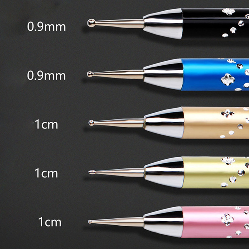 5db Professzionális Nail Art Kétfejű pöttyös toll manikűr lakk pontfestés barkács dizájn strasszszedő körömszerszámok