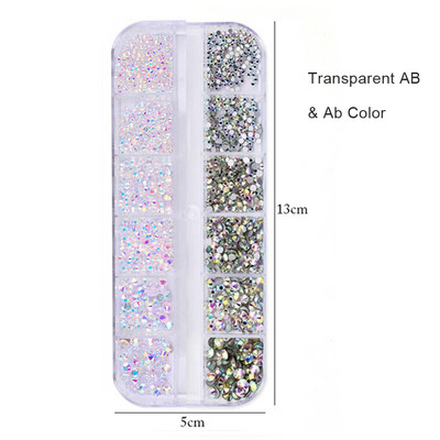 Strasuri 3D Nail Art Decoratiuni multicolore pentru unghii Aur Roșu Verde Albastru AB Dimensiuni mixte Pietre prețioase de cristal DIY Nail Art Strass