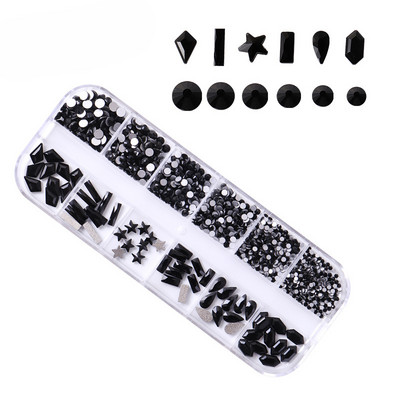 Strasuri 3D Nail Art Decoratiuni multicolore pentru unghii Aur Roșu Verde Albastru AB Dimensiuni mixte Pietre prețioase de cristal DIY Nail Art Strass