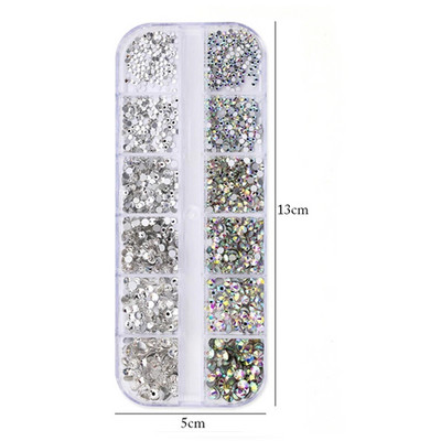 Strasuri 3D Nail Art Decoratiuni multicolore pentru unghii Aur Roșu Verde Albastru AB Dimensiuni mixte Pietre prețioase de cristal DIY Nail Art Strass