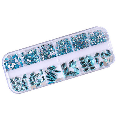 Strasuri 3D Nail Art Decoratiuni multicolore pentru unghii Aur Roșu Verde Albastru AB Dimensiuni mixte Pietre prețioase de cristal DIY Nail Art Strass