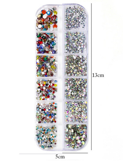 Strasuri 3D Nail Art Decoratiuni multicolore pentru unghii Aur Roșu Verde Albastru AB Dimensiuni mixte Pietre prețioase de cristal DIY Nail Art Strass