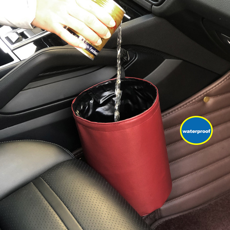 Coș de gunoi pliabil din piele Suport organizator pentru deșeuri Coș de gunoi impermeabil Coș de gunoi pliabil pentru mașină