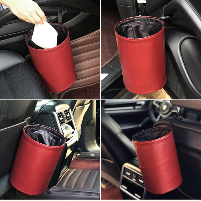Coș de gunoi pliabil din piele Suport organizator pentru deșeuri Coș de gunoi impermeabil Coș de gunoi pliabil pentru mașină
