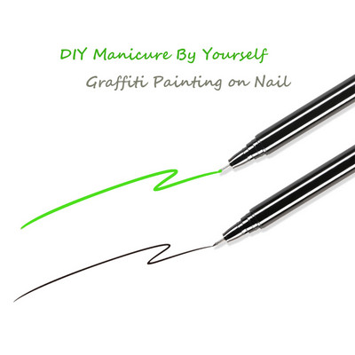 1kom Olovka za slikanje u boji Ukras za nokte 13cm crni grafiti DIY za samostalne majstore Draw Liner Praktična manikura za nokte Dot Tools TB2