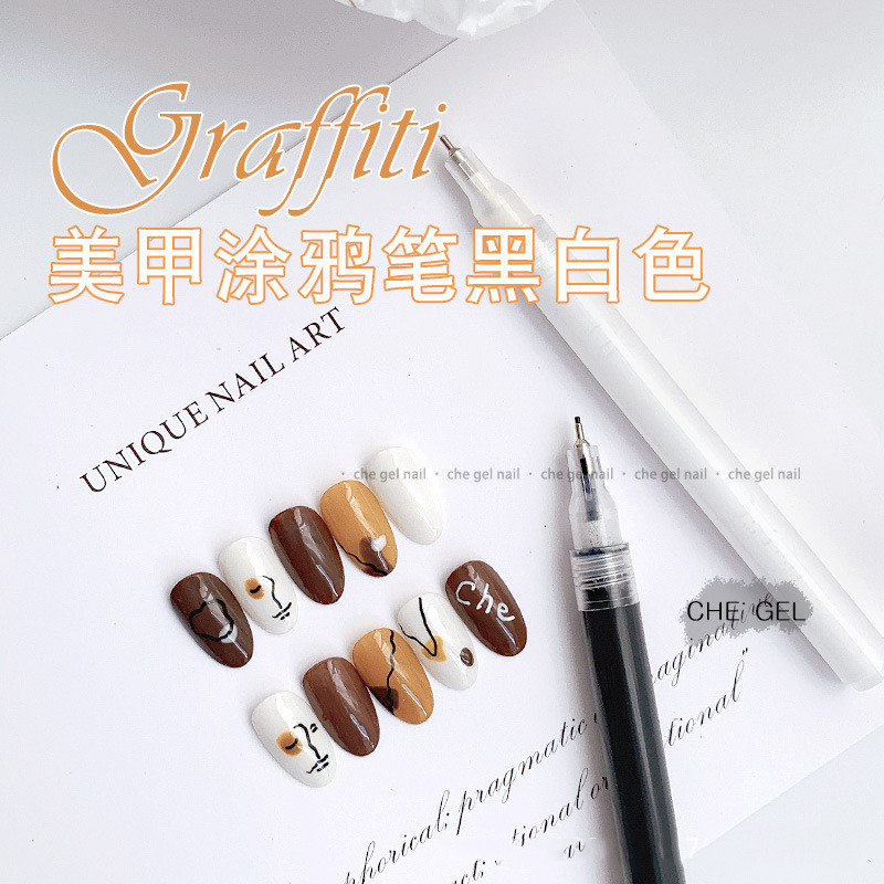 1db Nail Art Graffiti toll festő bélés ecset fekete absztrakt vonalak pont finom részletek DIY festés körömdíszítő manikűr eszközök SF2HLW